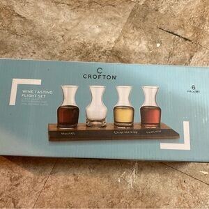 Crofton Wine Tasting Flight Set with Slate Board - Brown and White